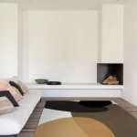 Rug Pale Bark, black, brown and camel shapes on white