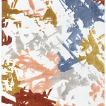 Rug Vanilla with burgundy, coral and mustard splashes on off-white