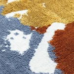 Rug Vanilla with burgundy, coral and mustard splashes on off-white