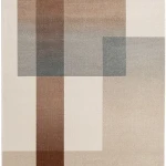 Rug Frosted Ash, geometric blocks in cream, terracotta and blue-grey