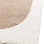 Rug Cinnamon, terracotta and taupe abstract blocks, ivory border