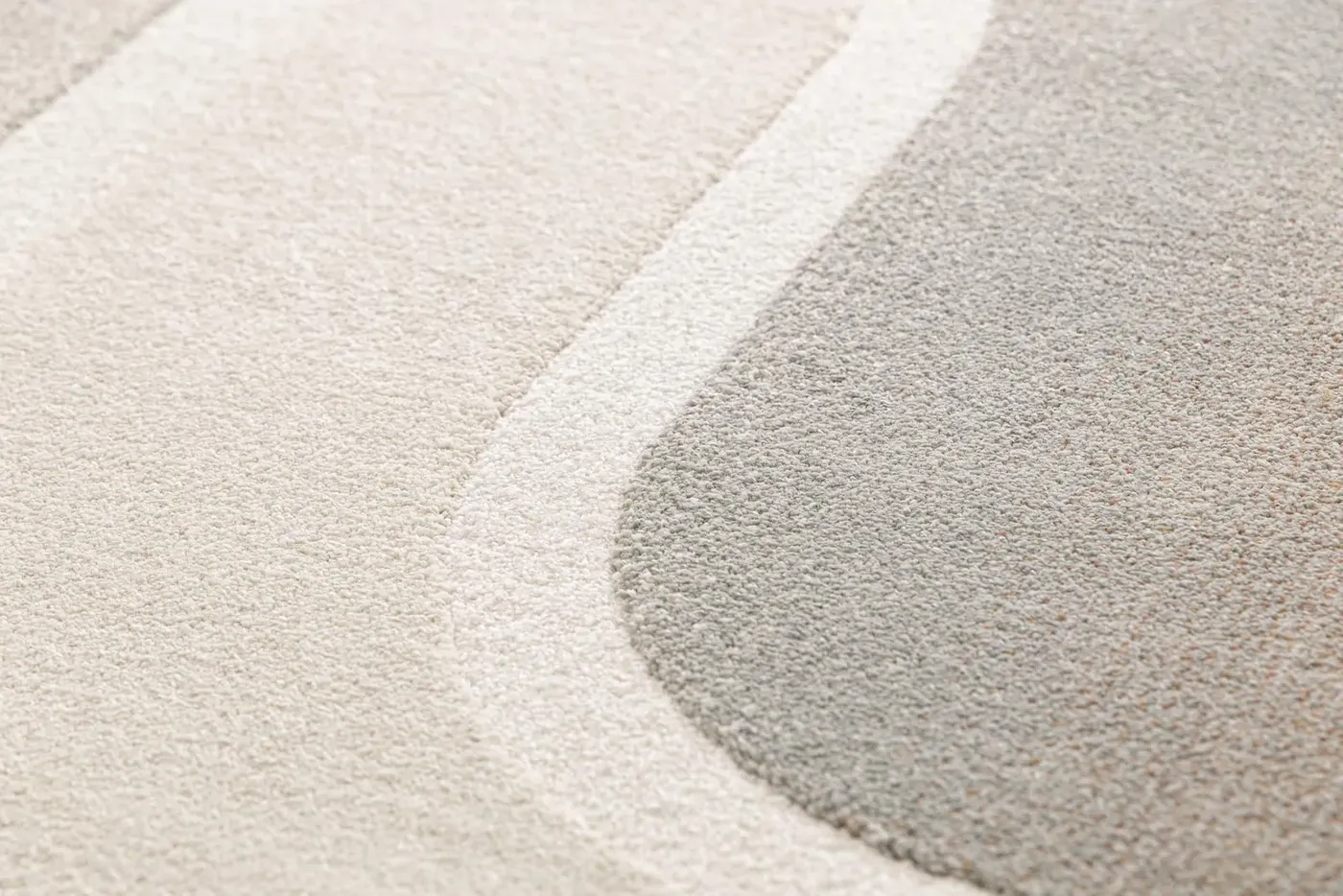 Rug Soft Jute with abstract beige and grey curves