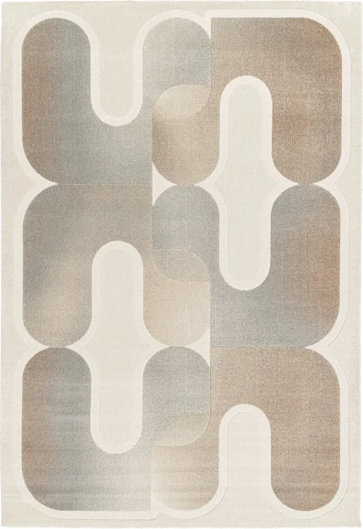 Rug Soft Bamboo with taupe and sand interlocking arches