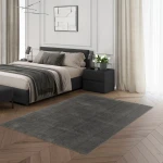 Rug Dark Pearl in plain charcoal grey velvet
