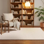Rug Almond, chunky looped weave in warm cream