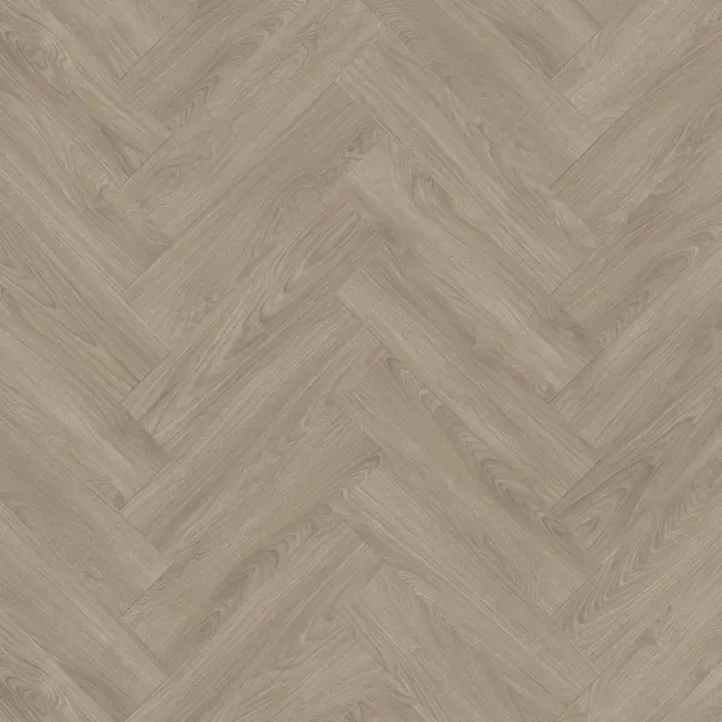 Vinyl flooring Copper, light wood planks in a chevron pattern