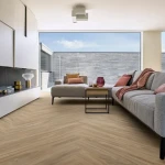 Vinyl flooring Sandstone, light blonde wood-effect planks with fine grain