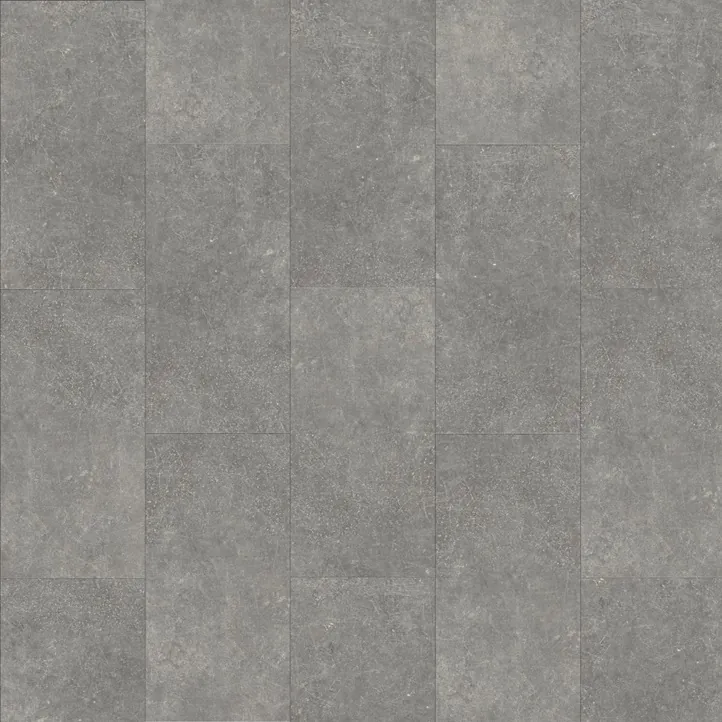 Vinyl flooring Smoke, grey stone-effect tiles in a staggered layout