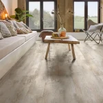 Vinyl flooring Putty, weathered beige wood planks with whitewash traces