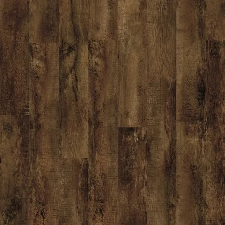 Vinyl flooring Tan, weathered dark brown oak planks