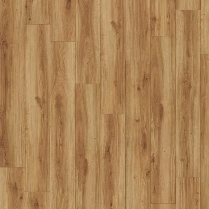 Vinyl flooring Bistre, honey oak-effect planks with brown knots