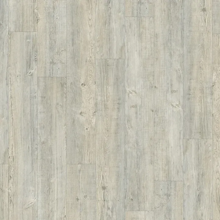 Vinyl flooring Lead, weathered grey pine-effect planks with knots