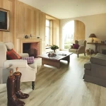 Vinyl flooring Schist, pale grey oak planks with soft grain