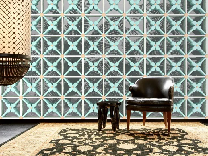 Wall mural Cobalt, blue cross pattern on a regular grid