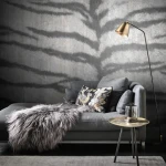 Wall mural Eclipse with black tiger stripes on charcoal