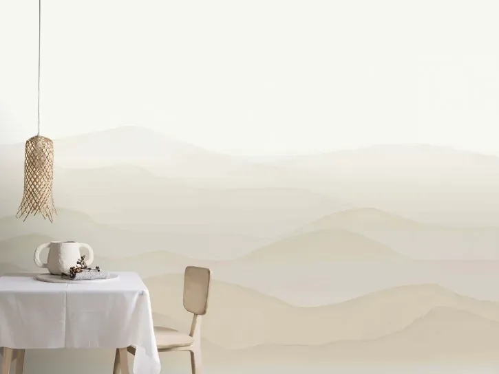Wall mural Mastic, layered beige dunes in soft watercolour gradients