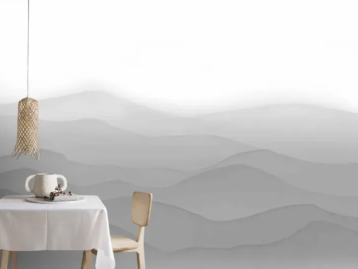Wall mural Concrete with layered grey waves like distant hills