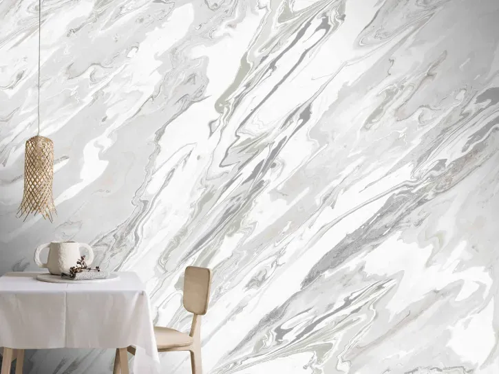 Wall mural Zinc in grey and white veined marble effect