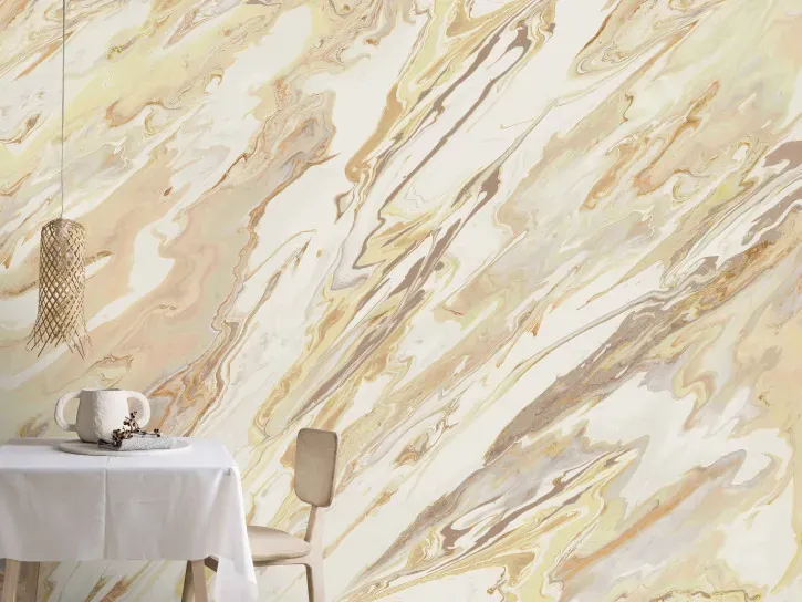 Wall mural Reed, beige marble with gold and grey veins