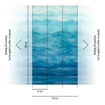Wall mural Estuary, blue watercolour landscape behind a bed