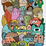 Wall mural Lava, colourful cartoon monsters for a child's room