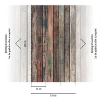 Wall mural Medlar, weathered painted wooden boards behind a bed