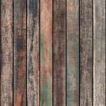 Wall mural Medlar, weathered painted wooden boards behind a bed