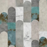 Wall mural Burnt Toast, grey and blue-green marble arches
