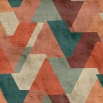 Wall mural Pomegranate, terracotta and teal zigzag triangles