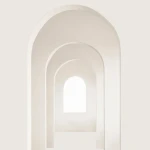Wall mural Wicker, beige arches receding in perspective