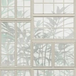 Wall mural Smoke, foliage shadows behind small-paned glass