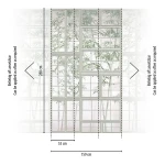 Wall mural Cloud, bamboo behind green trellis on pale ground