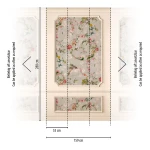 Wall mural Pottery, three floral panels with gold frames