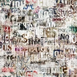 Wall mural Schist, layered grey and black typographic collage