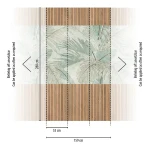 Wall mural Stone, sage foliage above a wood-slat effect