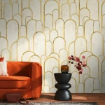 Wall mural Braid, gold art deco arches on ivory
