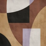 Wall mural Paprika, terracotta, black and beige circles and arcs