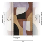 Wall mural Paprika, terracotta, black and beige circles and arcs