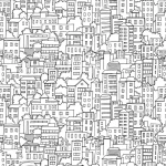 Wall mural Rock, black line city skyline on white
