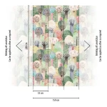 Wall mural Ash, pastel dotted forest with grey trunks