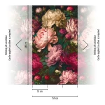 Wall mural Roof Tile, giant pink peonies on dark foliage