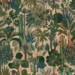 Wall mural Drizzle, dense green and blue jungle on sand