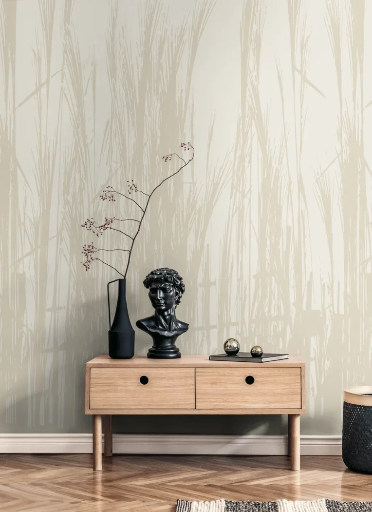 Wall mural Twine, tall beige grasses on a pale ground