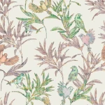 Wall mural Dawn, bamboo and birds in pale green and mauve