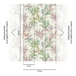 Wall mural Dawn, bamboo and birds in pale green and mauve