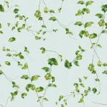 Wall mural Rain with scattered green leaves on pale grey