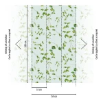 Wall mural Rain with scattered green leaves on pale grey