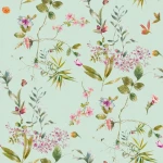 Wall mural Tan with watercolour flowers on almond green