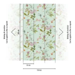 Wall mural Tan with watercolour flowers on almond green