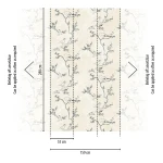 Wall mural Grey Millstone, plum blossom and birds in black line